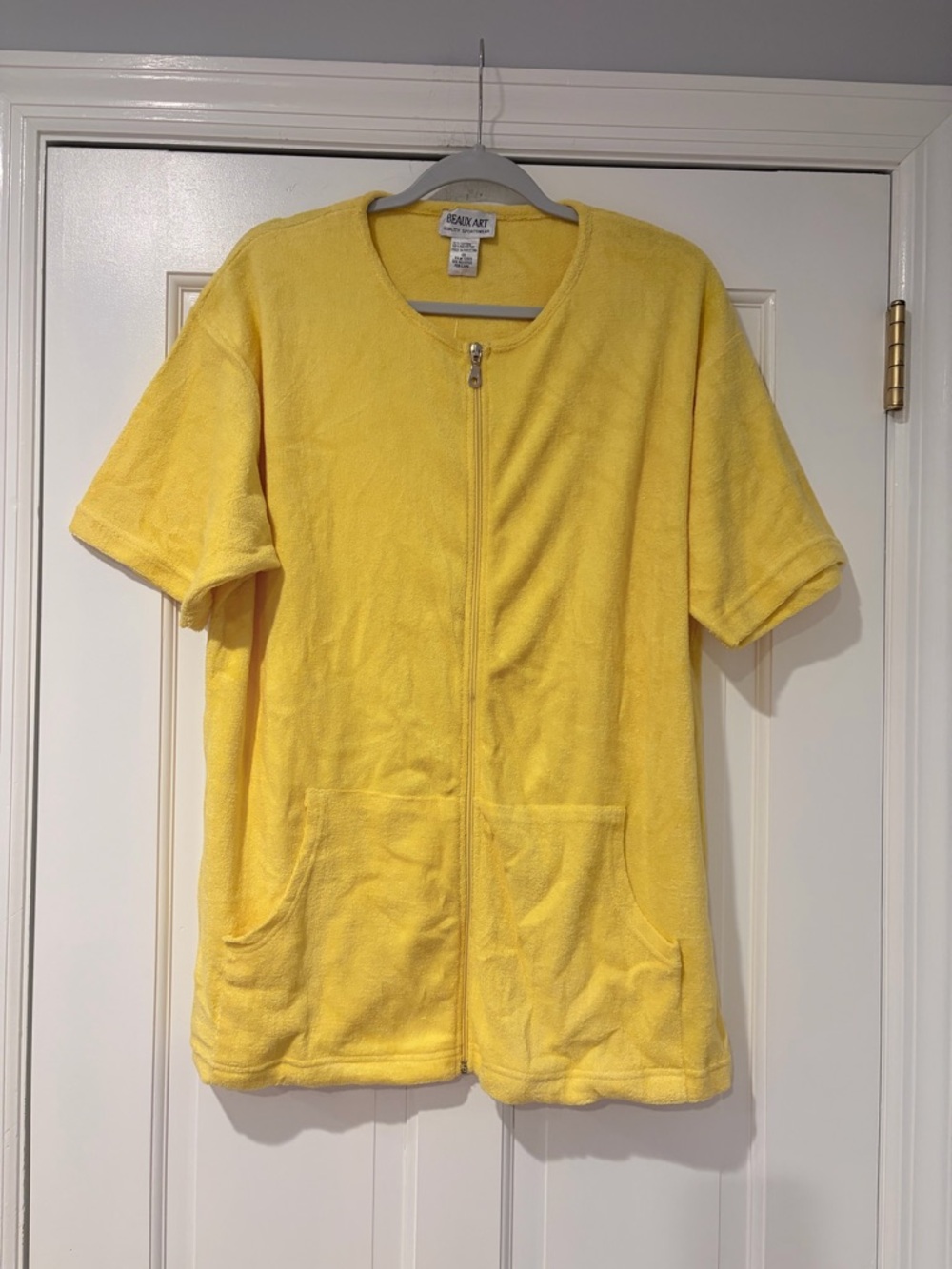 Beaux Art Yellow Terry Cloth Zip Front Top 1X NWT